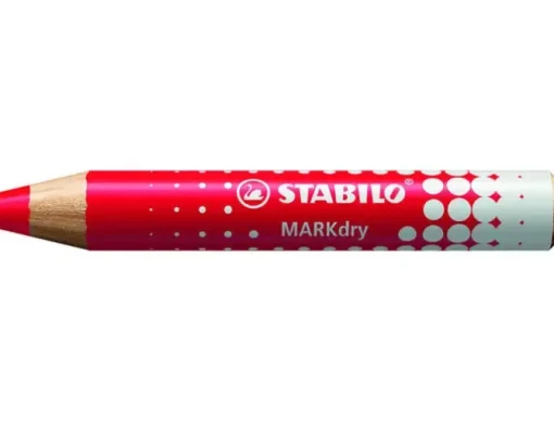 LAPIZ MARCADOR EN SECO STABILO MARKDRY PARA PIZARRA BLANCA COLOR ROJO CAJA DE 5 UNIDADES