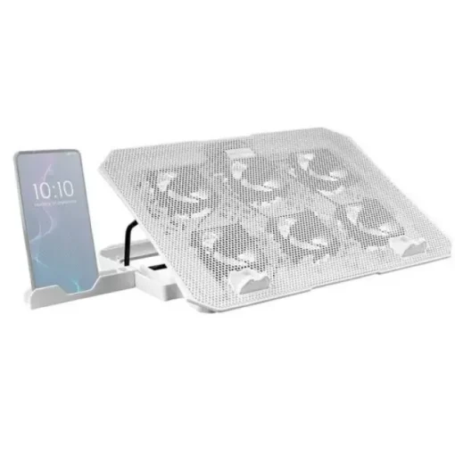 MARS GAMING MNBC23 BASE DE REFRIGERACION - 6 VENTILADORES LED AZUL - STAND AJUSTABLE - ESTRUCTURA ROBUSTA - SOPORTE SMARTPHONE - 2 PUERTOS USB 2.0 - COLOR BLANCO