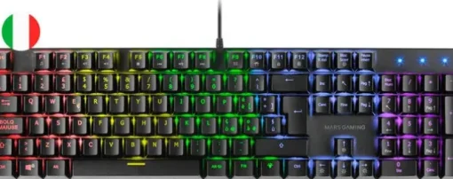 MARS GAMING TECLADO MECANICO RGB MK422 - TECNOLOGIA ANTIPOLVO - EFECTOS DE ILUMINACION RAINBOW - TECLAS ULTRA-RESISTENTES - FUNCIONES MULTIMEDIA Y MODO JUEGO - PR DE 1000HZ - ANTI-GHOSTING AVANZADO -