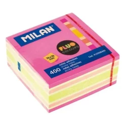MILAN BLOC DE 400 NOTAS ADHESIVAS FLUO - REMOVIBLES - 76MM X 76MM - COLORES SURTIDOS