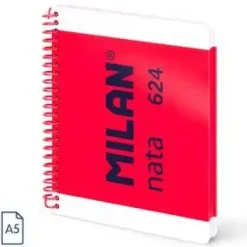 MILAN CUADERNO A5 ESPIRAL TAPA DURA 80H LISAS MILAN NATA