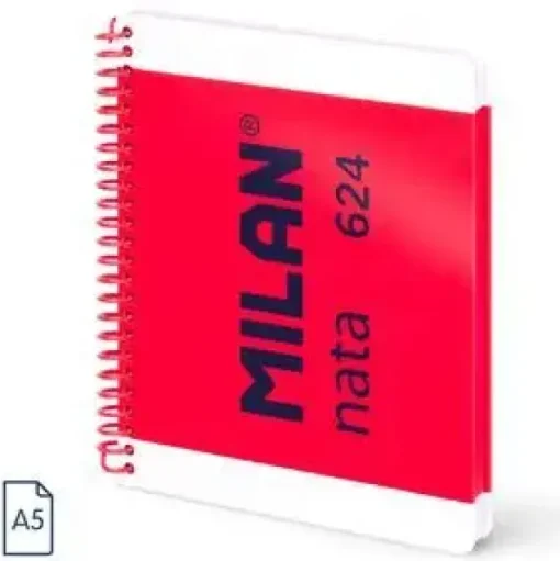 MILAN CUADERNO A5 ESPIRAL TAPA DURA 80H LISAS MILAN NATA