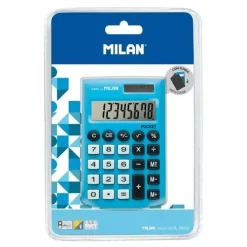 MILAN DIGITOS POCKET CALCULADORA 8 - CALCULADORA DE BOLSILLO - TACTO SUAVE - 3 TECLAS DE MEMORIA Y RAIZ CUADRADA - COLOR AZUL
