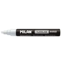 MILAN FLUOGLASS ROTULADOR SUPERFICIES LISAS - PUNTA BISELADA - TRAZO DE 2 - 4MM - TINTA AL AGUA - BORRADO FACIL - COLOR BLANCO