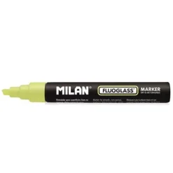 MILAN FLUOGLASS ROTULADOR SUPERFICIES LISAS - PUNTA BISELADA - TRAZO DE 2 - 4MM - TINTA AL AGUA - BORRADO FACIL - COLOR AMARILLO