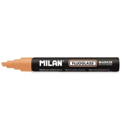 MILAN FLUOGLASS ROTULADOR SUPERFICIES LISAS - PUNTA BISELADA - TRAZO DE 2 - 4MM - TINTA AL AGUA - BORRADO FACIL - COLOR NARANJA