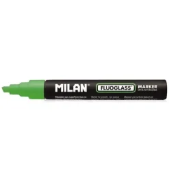MILAN FLUOGLASS ROTULADOR SUPERFICIES LISAS - PUNTA BISELADA - TRAZO DE 2 - 4MM - TINTA AL AGUA - BORRADO FACIL - COLOR VERDE