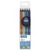 MILAN PACK DE 6 LAPICES TRIANGULARES DE COLORES METALIZADOS - MINA 2.9MM - ERGONOMICOS - RESISTENTE A LA ROTURA - MADERA DE TILO - COLORES SURTIDOS
