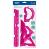 MILAN PACK DE 4 REGLAS FLEXIBLES Y RESISTENTES - REGLA, ESCUADRA, CARTABON Y TRANSPORTADOR - COLOR ROSA
