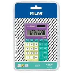 MILAN POCKET SUNSET CALCULADORA 8 DIGITOS - CALCULADORA DE BOLSILLO - TACTO SUAVE - 3 TECLAS DE MEMORIA Y RAIZ CUADRADA - COLOR TURQUESA Y AMARILLO