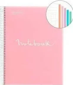 MIQUEL RIUS NOTEBOOK A-4 TAPA PLASTICO CUADRO 5X5MM 120H 90GR EMOTION ROSA MR46074