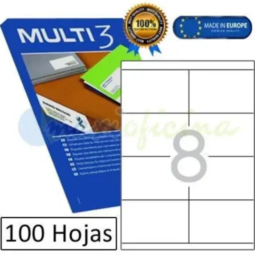 MULTI3 PACK DE 800 ETIQUETAS BLANCAS CANTOS RECTOS TAMAÑO 105.0X70.0MM CON ADHESIVO PERMANENTE PARA MULTIPLES USOS
