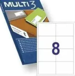 MULTI3 PACK DE 800 ETIQUETAS BLANCAS CANTOS RECTOS TAMAÑO 97.0X67.7MM CON ADHESIVO PERMANENTE PARA MULTIPLES USOS