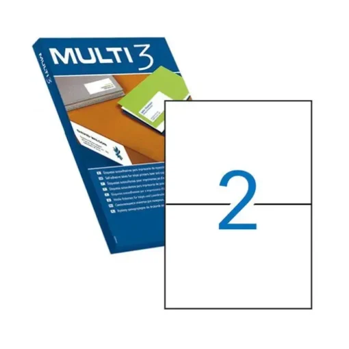 MULTI3 PACK DE 200 ETIQUETAS BLANCAS CANTOS RECTOS TAMAÑO 210.0X148.0MM CON ADHESIVO PERMANENTE PARA MULTIPLES USOS
