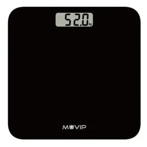 MUVIP BASCULA DIGITAL DE BAÑO - CAPACIDAD 180KG - SENSORES ALTA PRECISION - COLOR NEGRO