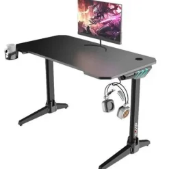 MUVIP PRO500 MESA GAMING FIBRA DE CARBONO - ILUMINACION RGB - PORTAVASOS - GANCHO PARA AURICULARES - COMPARTIMENTO DE ALMACENAMIENTO - MEDIDAS 113X60X75CM