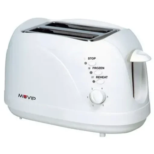 MUVIP TOSTADORA DE PAN 750W - CAPACIDAD PARA 2 REBANADAS - 6 NIVELES DE TOSTADO - FUNCION CALENTAR, DESCONGELACION Y RECALENTAR - PARADA AUTOMATICA Y MANUAL