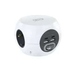 NANOCABLE BASE DE 3 ENCHUFES TIPO F + 2X USB-A Y 2X USB-C CON INTERRUPTOR - CABLE DE 1.40M