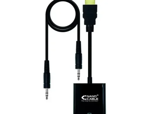 NANOCABLE CONVERSOR HDMI A SVGA+AUDIO - HDMI A/M-SVGA/H+JACK 3.5/H - 10CM+1.0M - COLOR NEGRO