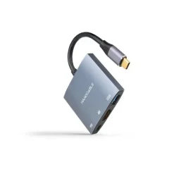 NANOCABLE CONVERSOR USB-C A HDMI, USB3.0 Y USB-C PD - COLOR GRIS