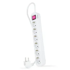 NANOCABLE REGLETA DE PROTECCION CON 6 SHUCKOS - CABLE DE 1.40M - INTERRUPTOR ON/OFF - COLOR BLANCO