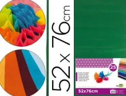 PAPEL SEDA LIDERPAPEL VERDE OSCURO 52X76CM 18 GR/M2 PAQUETE DE 25 HOJAS