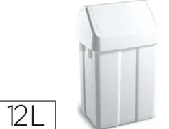 PAPELERA CONTENEDOR TTS PLASTICO CON TAPADERA MAX 12 LITROS BLANCA 400X230X200 MM