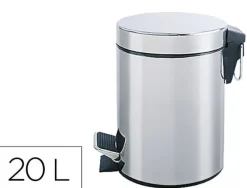 PAPELERA METALICA Q-CONNECT CON PEDAL CROMADA 43X29CM CAPACIDAD 20 LITROS