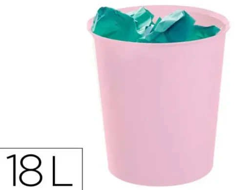 PAPELERA PLASTICO ARCHIVO 2000 ECOGREEN 100% RECICLADA 18 LITROS COLOR ROSA PASTEL