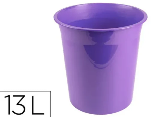 PAPELERA PLASTICO LIDERPAPEL LAVANDA OPACO 13 LITROS 275X285 MM