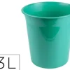 PAPELERA PLASTICO LIDERPAPEL MENTA OPACO 13 LITROS 275X285 MM
