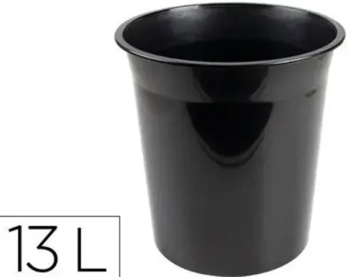 PAPELERA PLASTICO Q-CONNECT NEGRO OPACO 13 LITROS DIM.275X285 MM