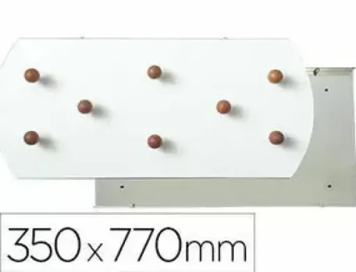 PERCHERO SIE PARED BLANCO 8 COLGADORES MADERA HAYA 350X770 MM
