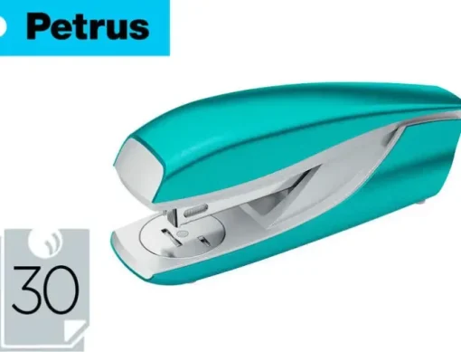 PETRUS 635 GRAPADORA METALICA - HASTA 30 HOJAS - EXTRAEGRAPAS INTEGRADO - GRAPADO CERRADO, ABIERTO Y CLAVADO - COLOR TURQUESA METALIZADO