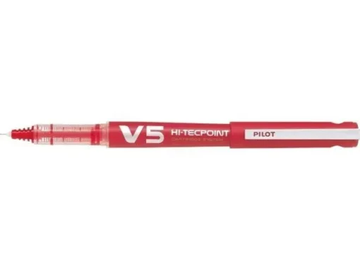 PILOT BOLIGRAFO DE TINTA LIQUIDA V5 HI-TECPOINT RECARGABLE - FABRICADO CON PLASTICO RECICLADO - PUNTA FINA 0.5MM - TRAZO 0.3MM - COLOR ROJO