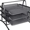 Q-CONNET BANDEJA SOBREMESA METALICA REJILLA COLOR NEGRO 3 BANDEJAS 350X278X275MM CS35097