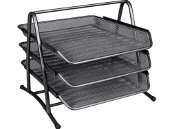 Q-CONNET BANDEJA SOBREMESA METALICA REJILLA COLOR NEGRO 3 BANDEJAS 350X278X275MM CS35097