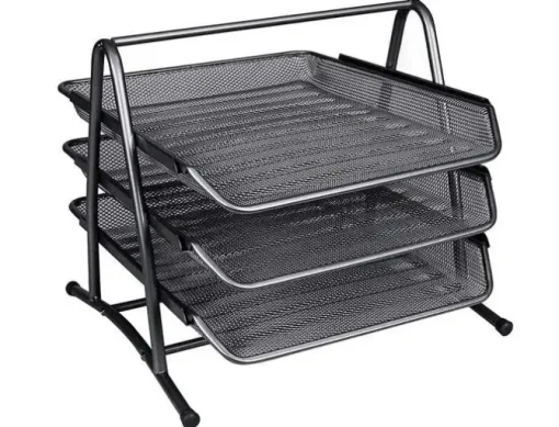 Q-CONNET BANDEJA SOBREMESA METALICA REJILLA COLOR NEGRO 3 BANDEJAS 350X278X275MM CS35097