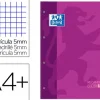 RECAMBIO COLOR 1 OXFORD DIN A4+ 80 HOJAS 90 GR CUADRO 5 MM 4 TALADROS COLOR MORADO