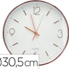 RELOJ Q-CONNECT DE PARED METALICO REDONDO 30,5 CM MOVIMIENTO SILENCIOSO COLOR ROSA DORADO