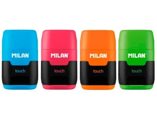 SACAPUNTAS MILAN COMPACT TOUCH DUO PLASTICO 2 USOS CON GOMA