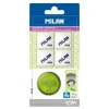SACAPUNTAS MILAN SPIN PLASTICO 1 USO + 4 GOMAS 430