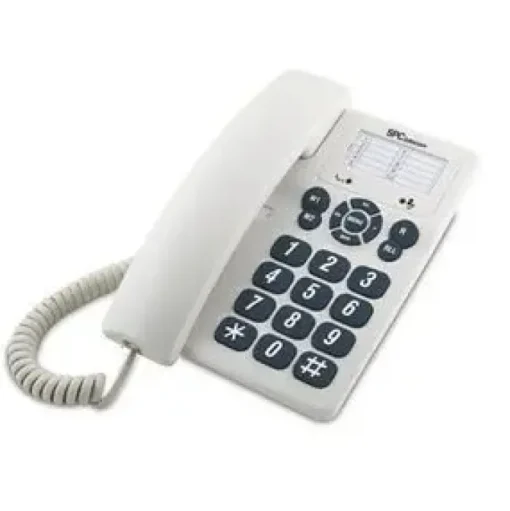 SPC ORIGINAL TELEFONO FIJO TECLAS EXTRAGRANDES - DIFERENTES NIVELES DE TIMBRE - 3 MEMORIAS DIRECTAS - PARA MESA Y PARED - COLOR BLANCO