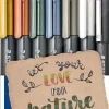 STAEDTLER METALLIC BRUSH PACK DE 7 ROTULADORES PUNTA DE PINCEL - TINTA BASE DE AGUA - TRAZO 1 - 6MM APROX - COLORES SURTIDOS