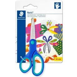 STAEDTLER NORIS 965 TIJERA ESCOLAR DE SEGURIDAD ZURDOS - AGARRE ERGONOMICO SUAVE - CUCHILLAS ROMAS - LONGITUD 14CM