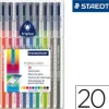 STAEDTLER TRIPLUS COLOR 323 PACK DE 20 ROTULADORES DE PUNTA FINA - TRAZO 1MM APROX - TINTA BASE DE AGUA - COLORES SURTIDOS