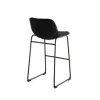 TABURETE ALTO ROCADA CON ASIENTO Y RESPALDO BAJO TAPIZADO TELA IGNIFUGA BASE METALICA ACERO COLOR NEGRO
