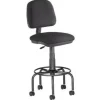 TABURETE CON RESPALDO ROCADA PARA MESA DE DIBUJO NEGRO REGULABLE EN ALTURA HASTA 725 MM TELA IGNIFUGA