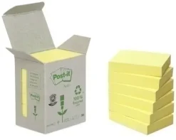 TACO NOTAS POST-IT RECICLADOS 653 38X51 AMARILLO 100H TORRE DE 6