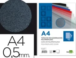TAPA ENCUADERNACION LIDERPAPEL POLIPROPILENO A4 0.5MM NEGRO OPACO PAQUETE DE 100 UNIDADES